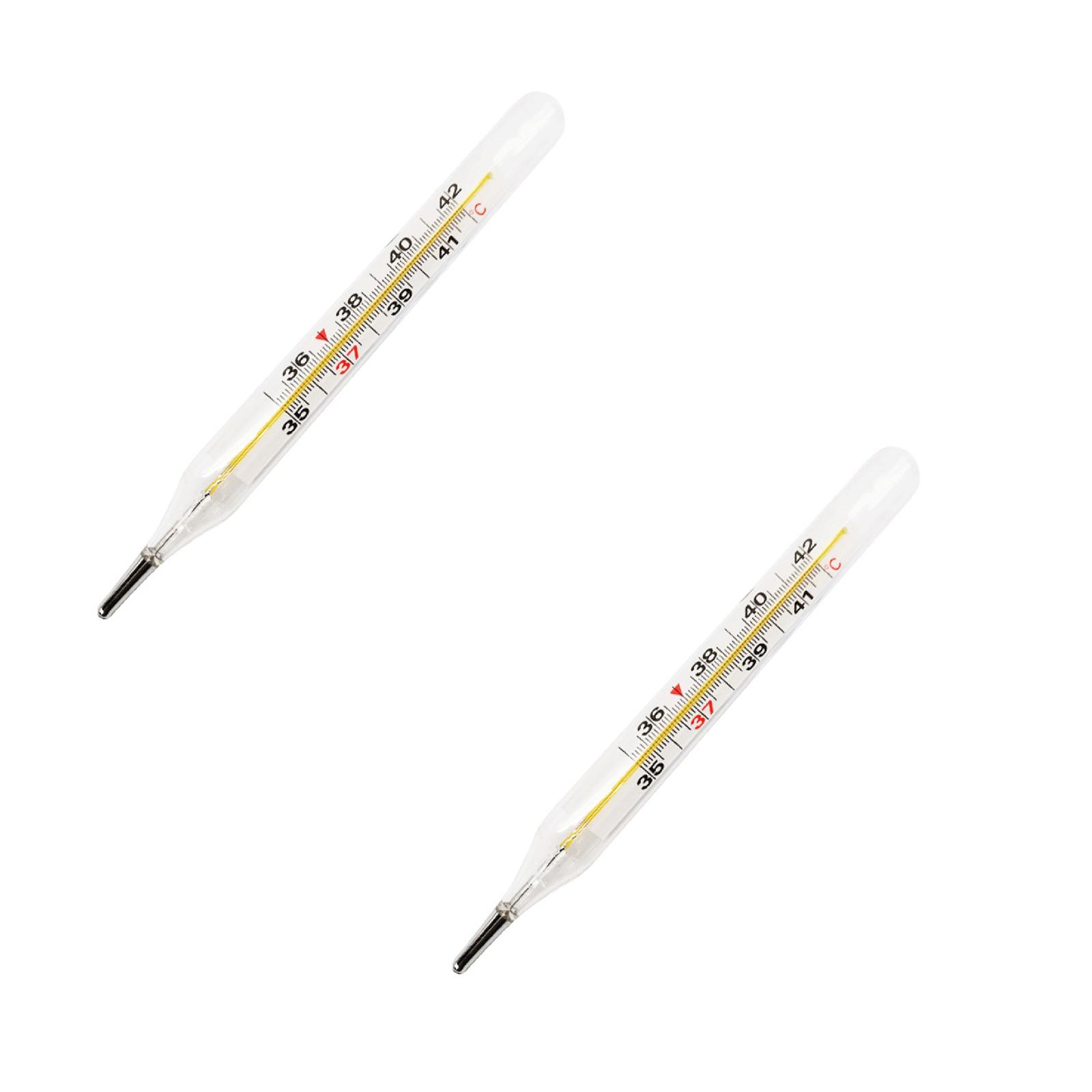 2PCS Mercury-Free Dual Scale Classic Traditional Glass Accuracy Thermometer 2ml